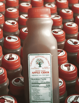 a jug of Catoctin Mountain Orchard apple cider
