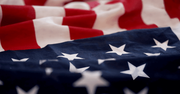 Close-up of American flag.