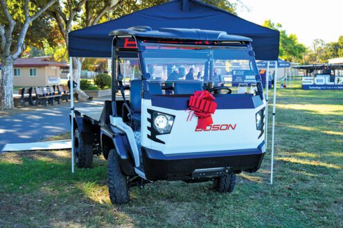 Piece of farm equipment on display.