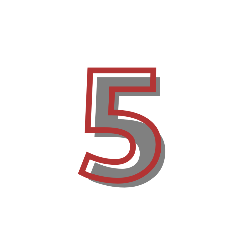 The number five represented in red and gray colors