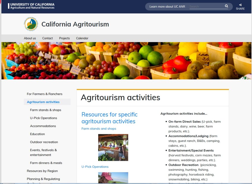 California has resource for the agritourism