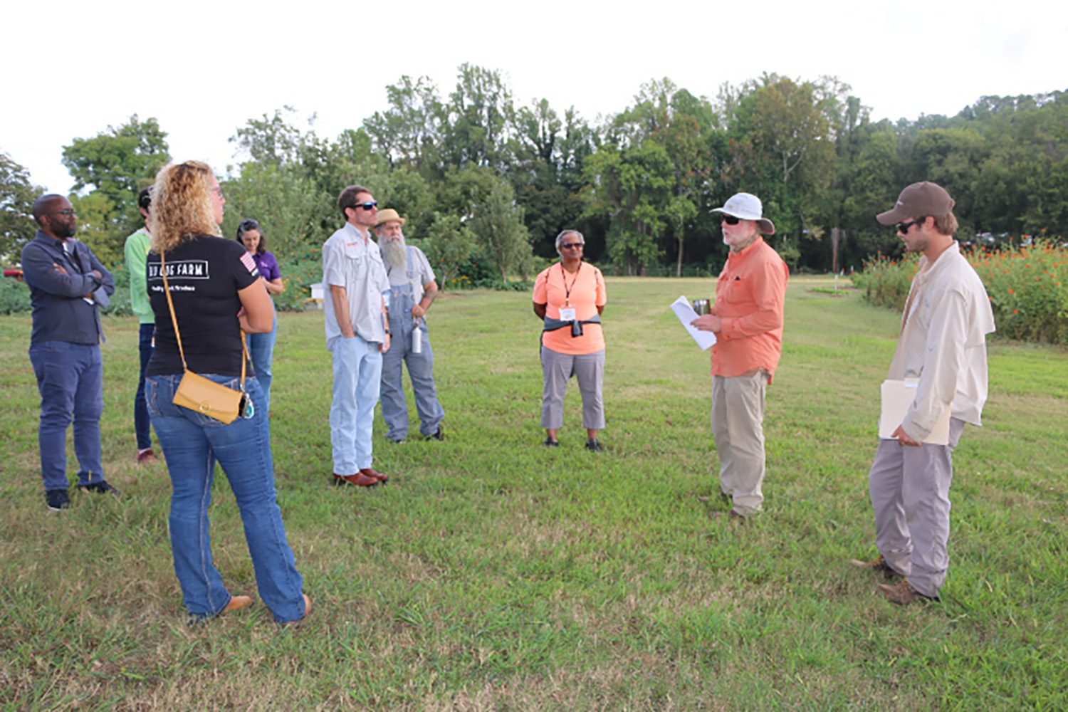 David Robb, farm manager, talks with TOPP participants about how research conducted at Clemson's Organic Research Center benefits South Carolina farmers.