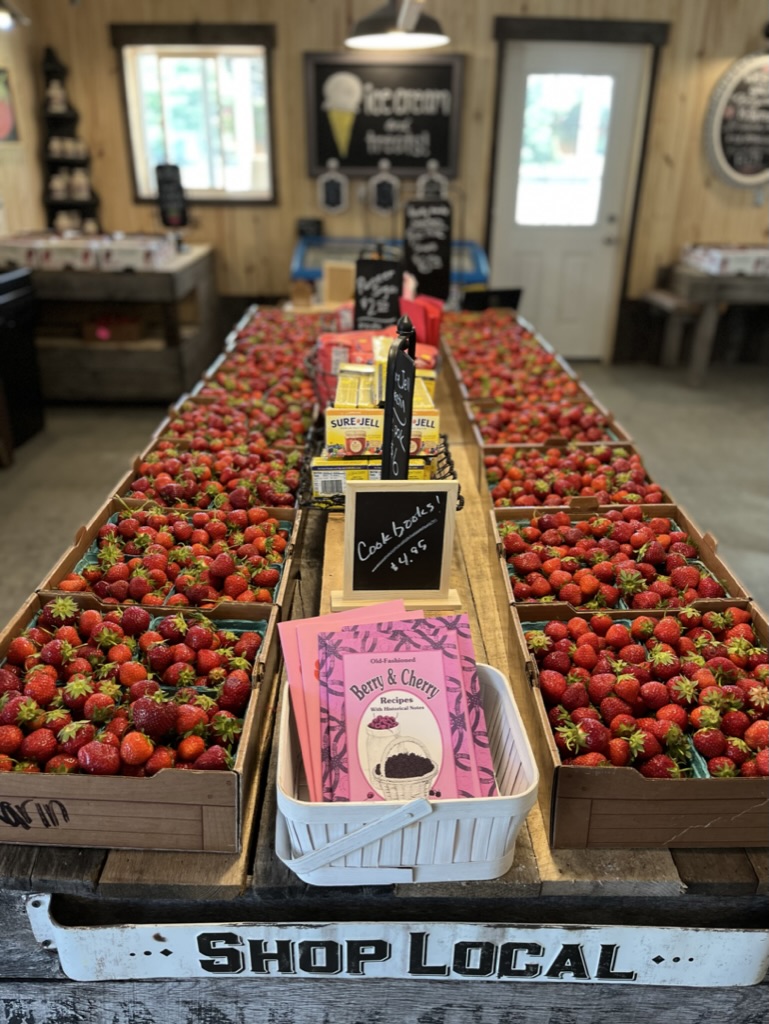 Photo of strawberries on display at Hanulcik Farm Market & Orchard
