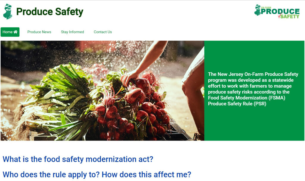 On-farm Produce Safety website is now active in New Jersey