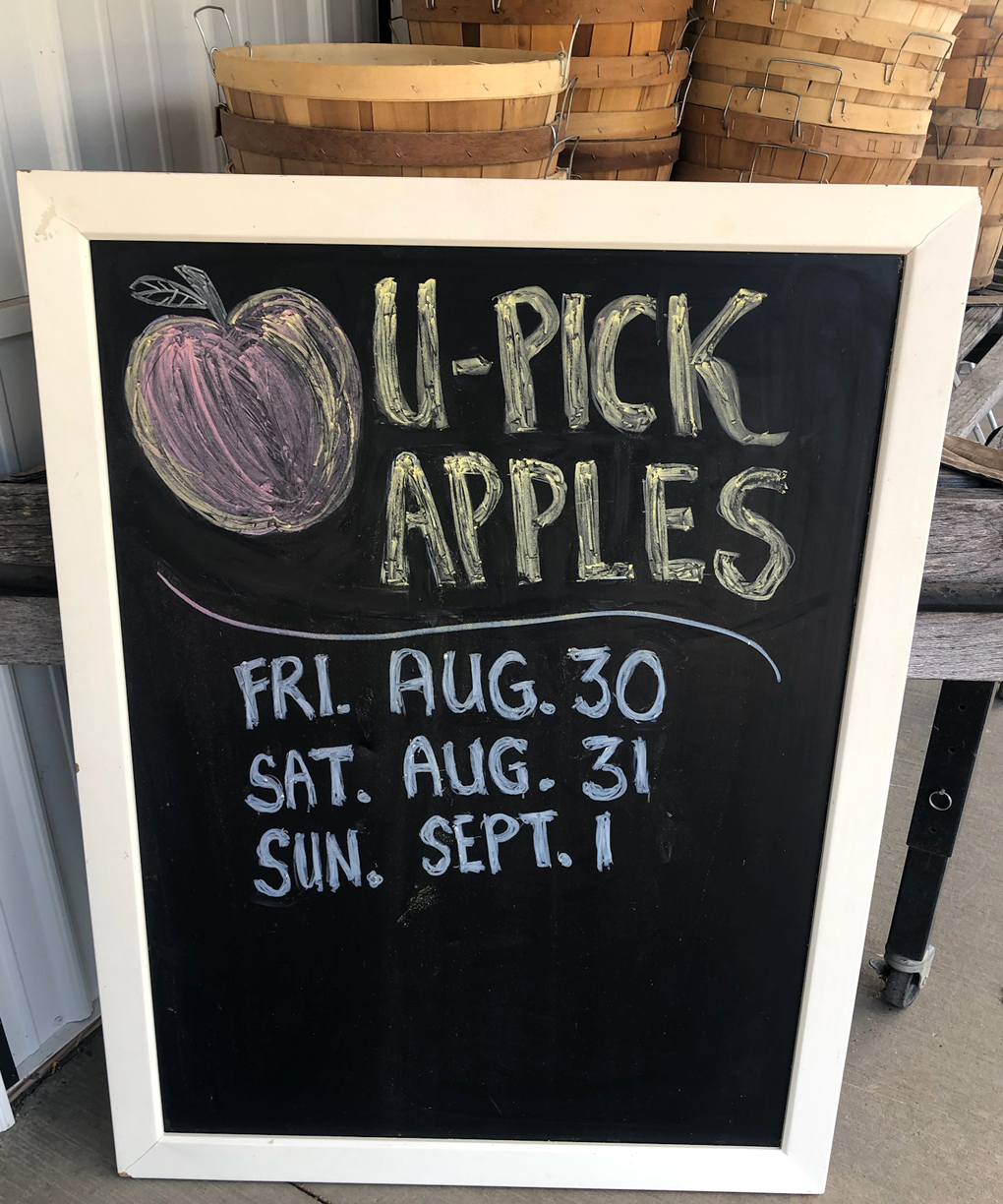 photo of u-pick apples sign
