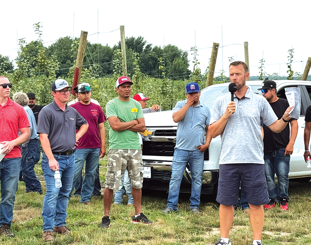 Eric Roossinck of Roossinck Fruit Storage discussed his farm’s production priorities during the event. Photos by Gary Pullano. 