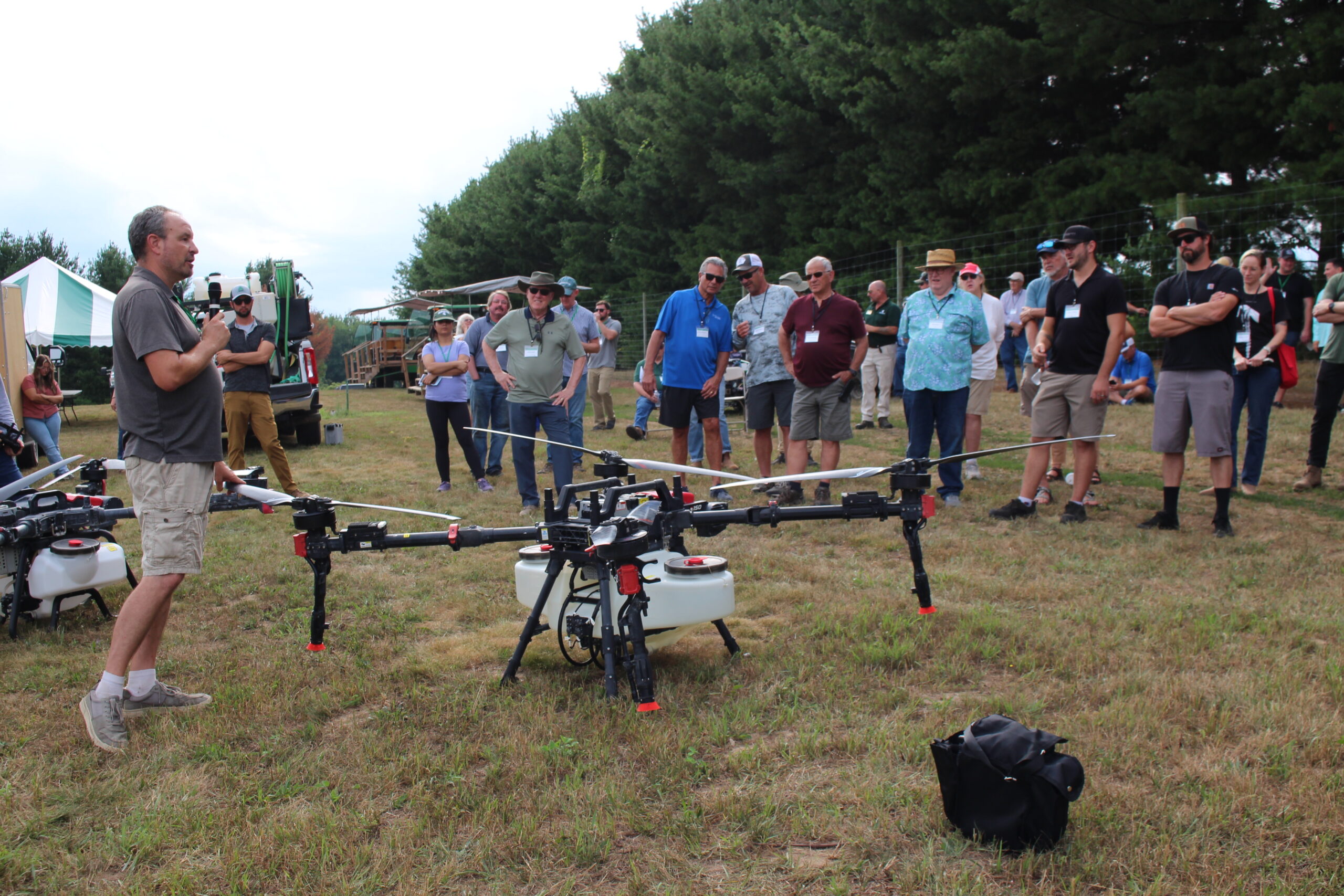 photo of man addressing participants at the Michigan Viticulture Field Day.
